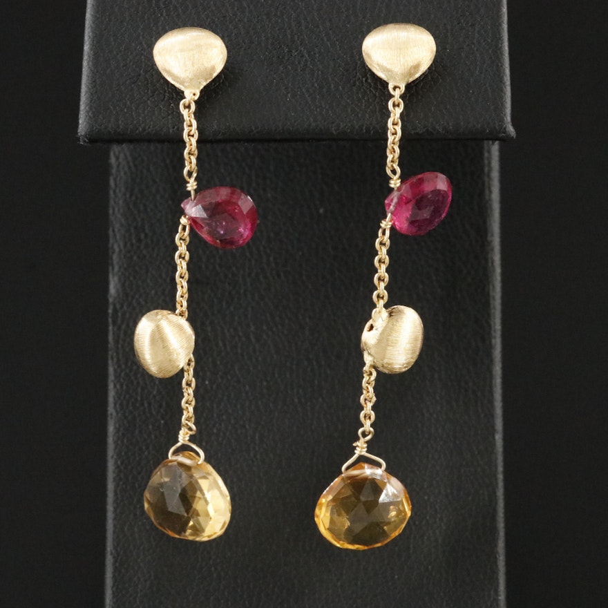 Marco Bicego Paradise 18K Tourmaline and Citrine Drop Earrings