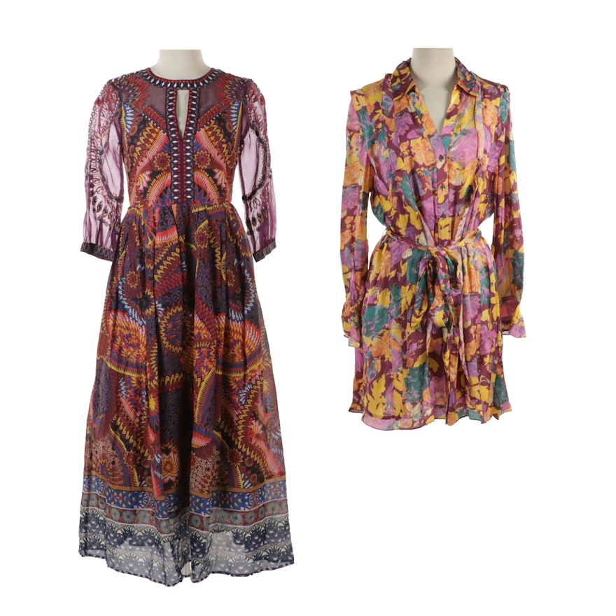 Sundance Two-Piece Ruffle Trim Dress and Anthropologie Pleated Maxi Dress