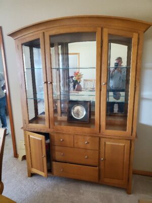 Maple wood Glass Hutch with lighting